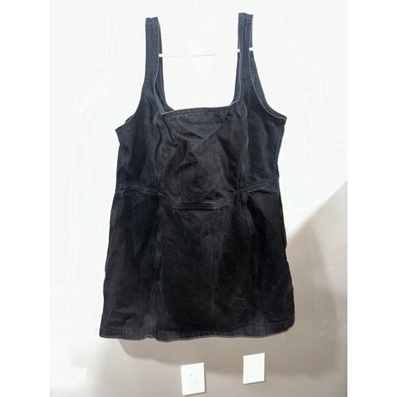 Size 22 ASOS DESIGN denim fitted pinny dress in washed black - Picture 2 of 5